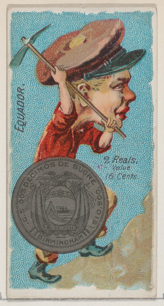 Ecuador, 2 Reals, from the series Coins of All Nations (N72, variation 2) for Duke brand cigarettes by W. Duke, Sons & Co., print, 1889
