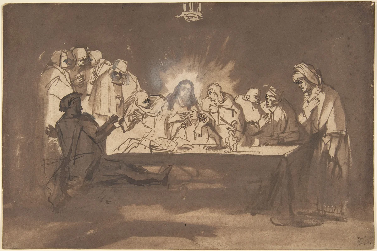 The Last Supper by Philips Koninck, drawing, 1655-1660