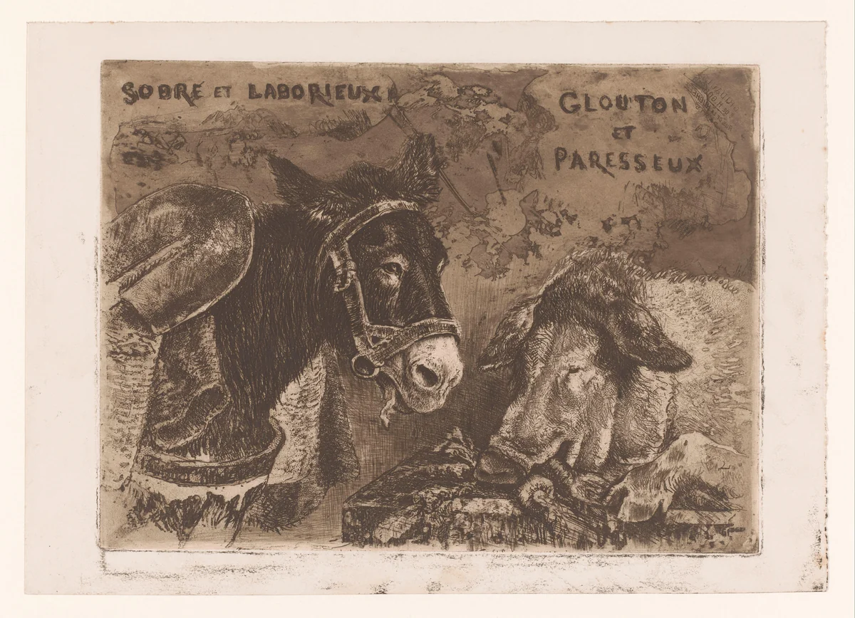 Ezel en zwijn by Charles Verlat, print, 1880
