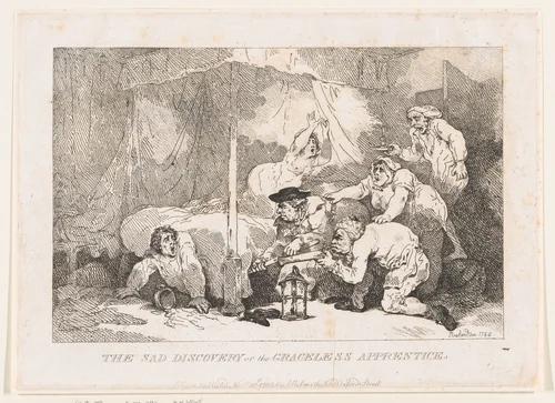 The Sad Discovery; or, the Graceless Apprentice by Thomas Rowlandson, print, 1785