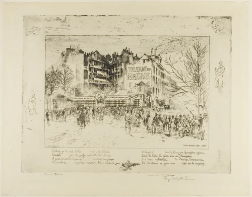The Place des Martyrs and the Jailhouse Tavern by Félix Hilaire Buhot, print, 1885