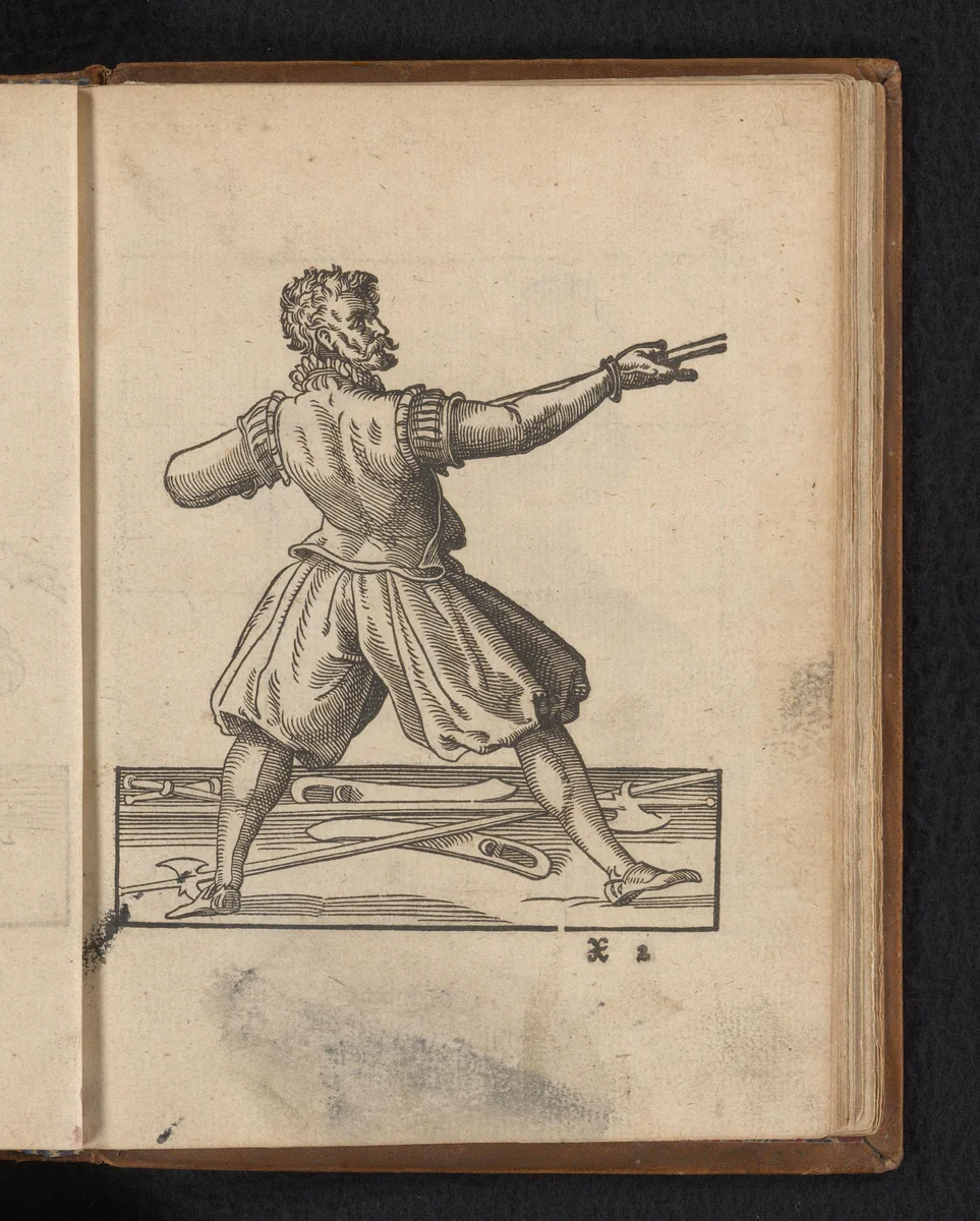 Wapenoefeing met een lans by Unknown, print, 1578