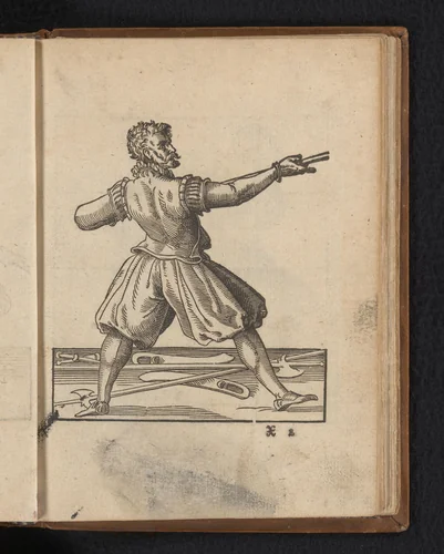 Wapenoefeing met een lans by Unknown, print, 1578