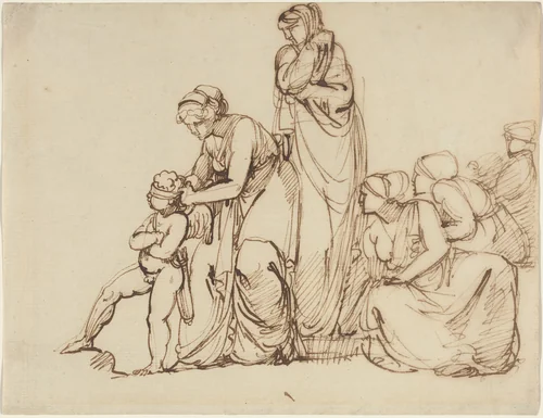 The Blindfolding of Cupid by George Romney, drawing, 1797-1802