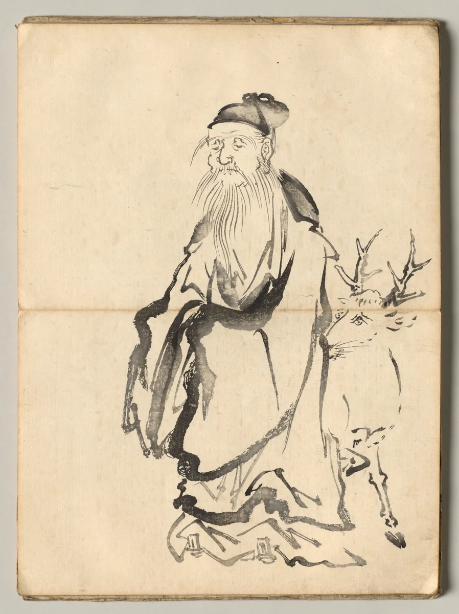 Jurojin from Ōkyo Picture Book by Maruyama Ōkyo (円山応挙), book, 1850