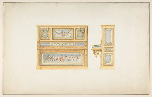Design for a Piano by anonymous, drawing, 1800-1899