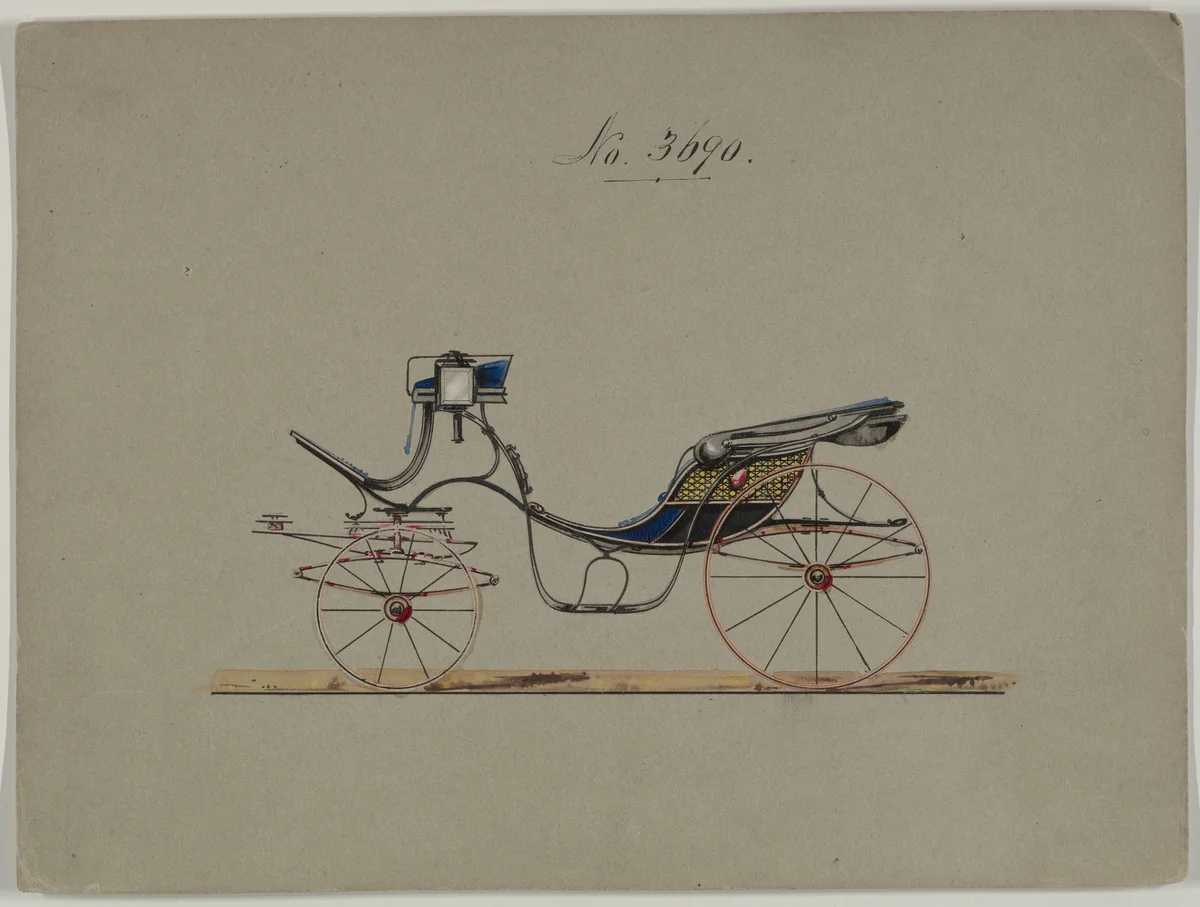 Design for Cabriolet or Victoria, no. 3690 by Brewster & Co., drawing, 1881