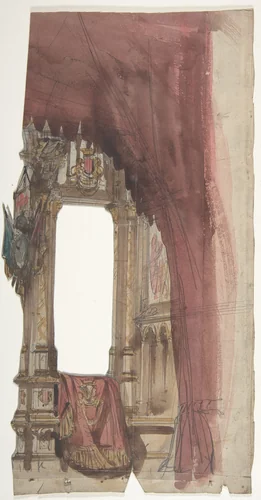 Design for a Stage Set at the Opéra, Paris by Eugène Cicéri, drawing, 1830-1890