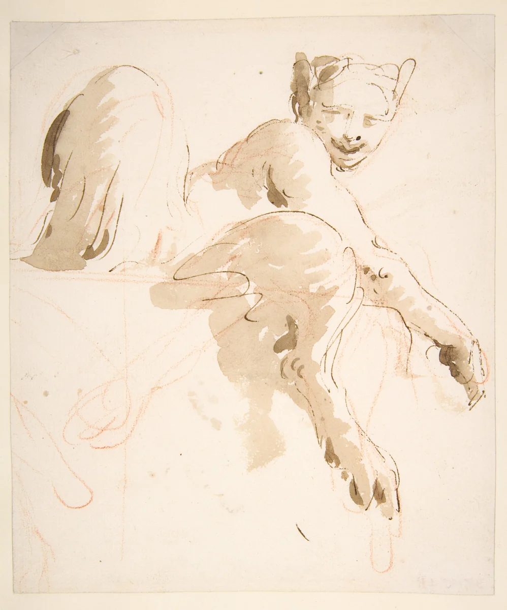 Seated Satyress by Giovanni Battista Tiepolo, drawing, 1696-1770