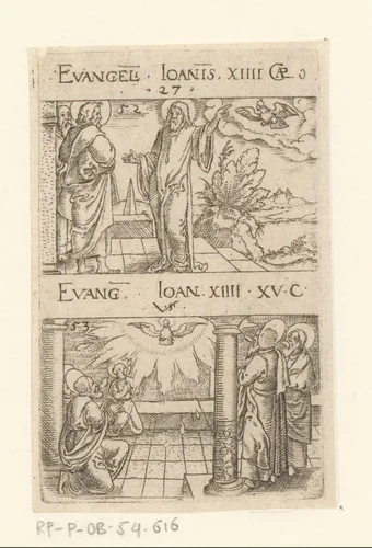 Christus in gesprek met zijn discipelen na het laatste avondmaal by Unknown, print, 1524-1562