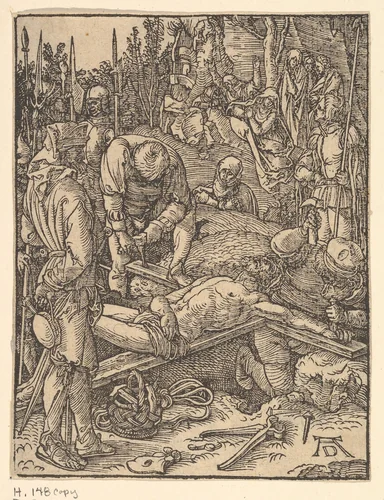 Christ Nailed to the Cross, from "The Little Passion" (copy) by Johannes Mommaert, print, 1485-1600