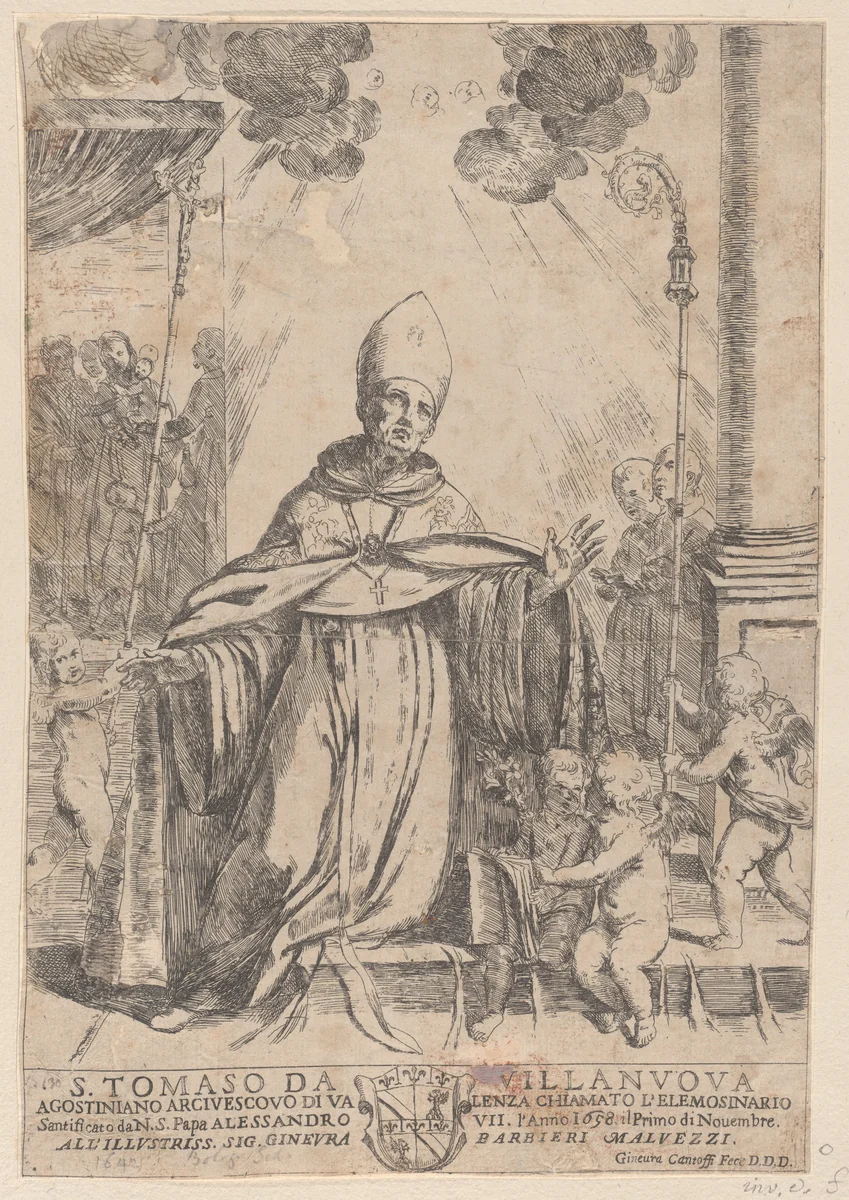 Saint Thomas of Villanova by Ginevra Cantofoli, print, 1658