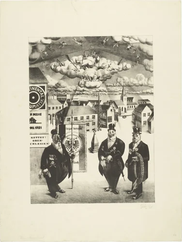 Glorification of the Veteran's Association (Apotheose des Kriegervereins) by Georg Scholz, print, 1921