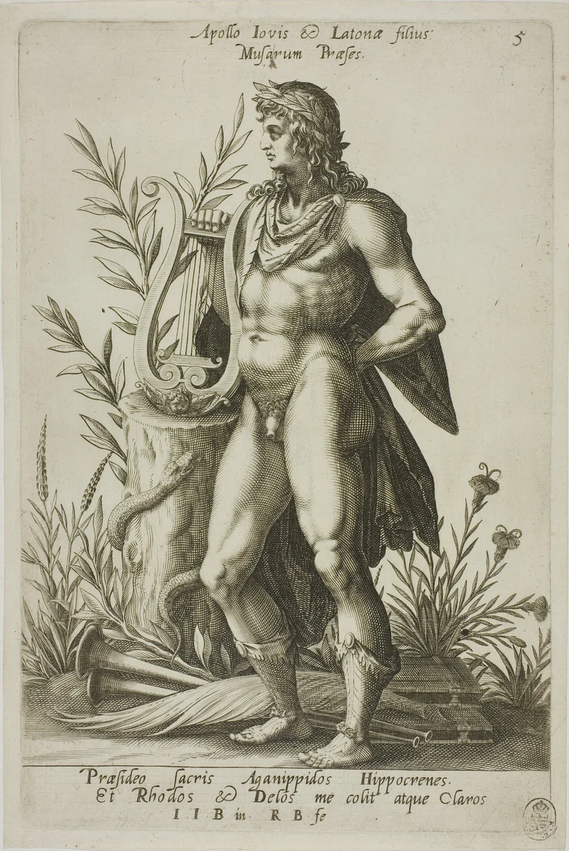 Apollo, plate 5 from Parnassus Biceps by Robert Boissard, print, 1601