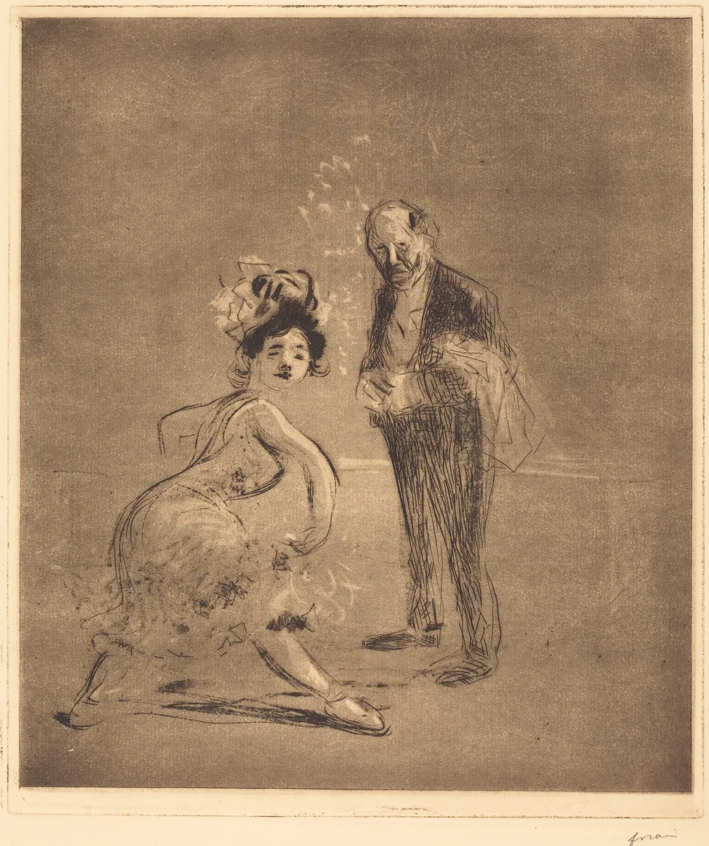 Danseuse et Maître d'hôtel (Dancer and Headwaiter) by Jean-Louis Forain, print, 1908