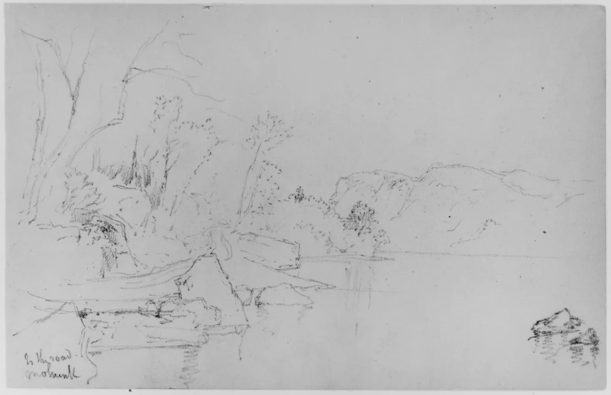 Study of Lake and Shore, Mohonk, 1871 (from Sketchbook) by Daniel Huntington, artwork, 1870