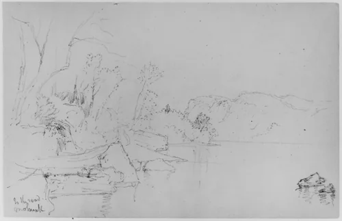 Study of Lake and Shore, Mohonk, 1871 (from Sketchbook) by Daniel Huntington, artwork, 1870