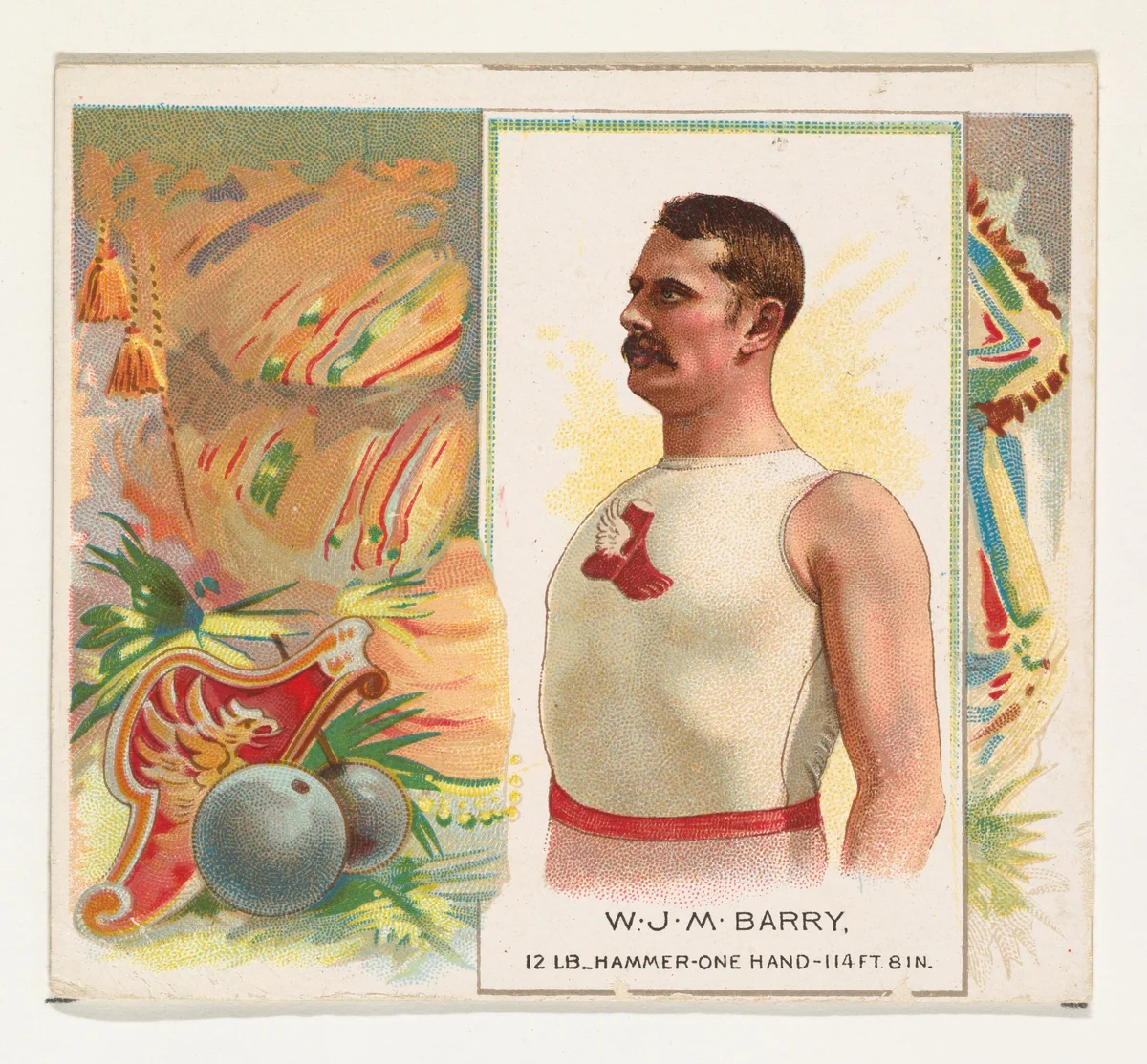 W.J.M. Barry, Hammer Throw, from World's Champions, Second Series (N43) for Allen & Ginter Cigarettes by Allen & Ginter, print, 1888