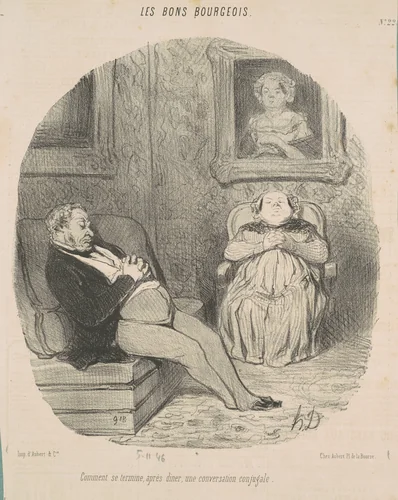 Comment se termine ... une conversation conugale by Honoré Daumier, print, 1846