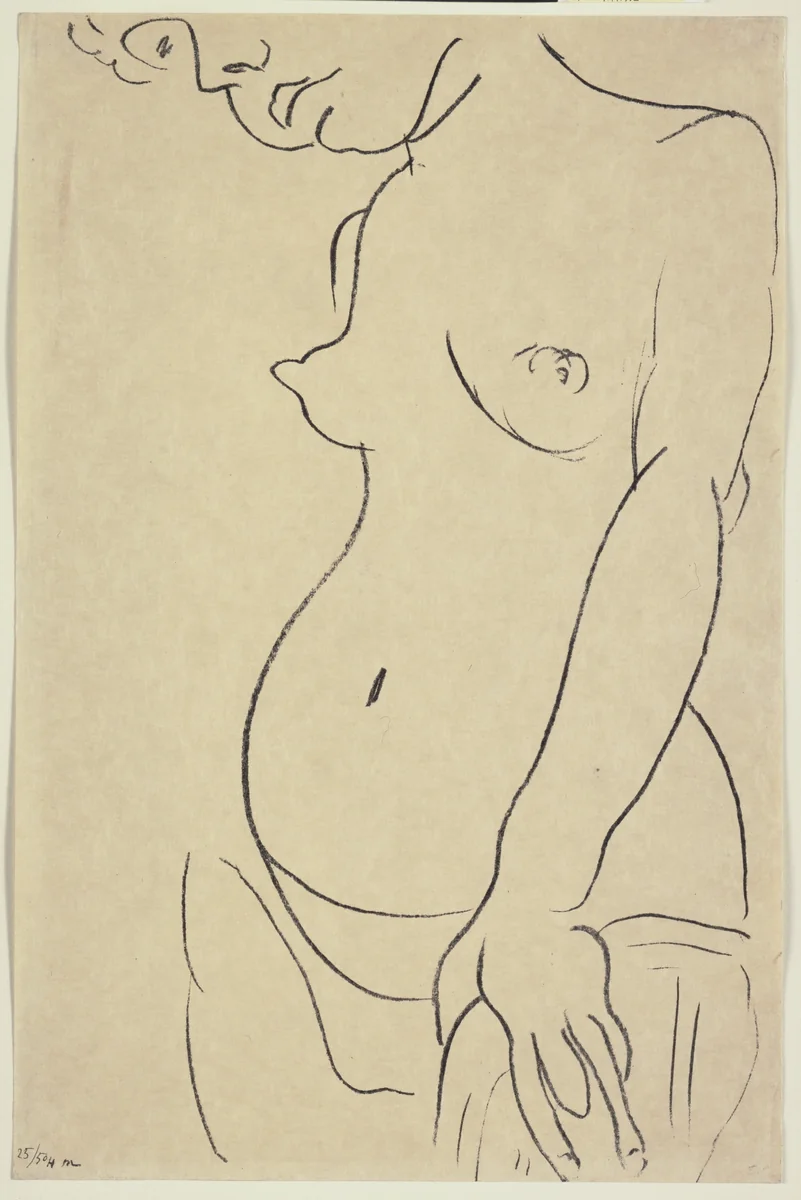 Three-Quarter Nude, Head Partly Showing (Nu de trois-quarts, une partie de la tête coupée) by Henri Matisse, print, 1913