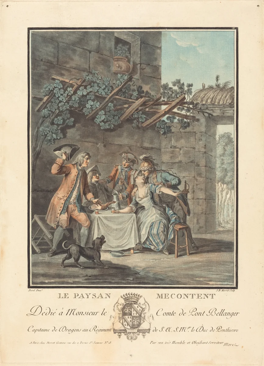 Le paysan mecontent by Jean-Baptiste Morret; Antoine Borel, print, 1740-1850