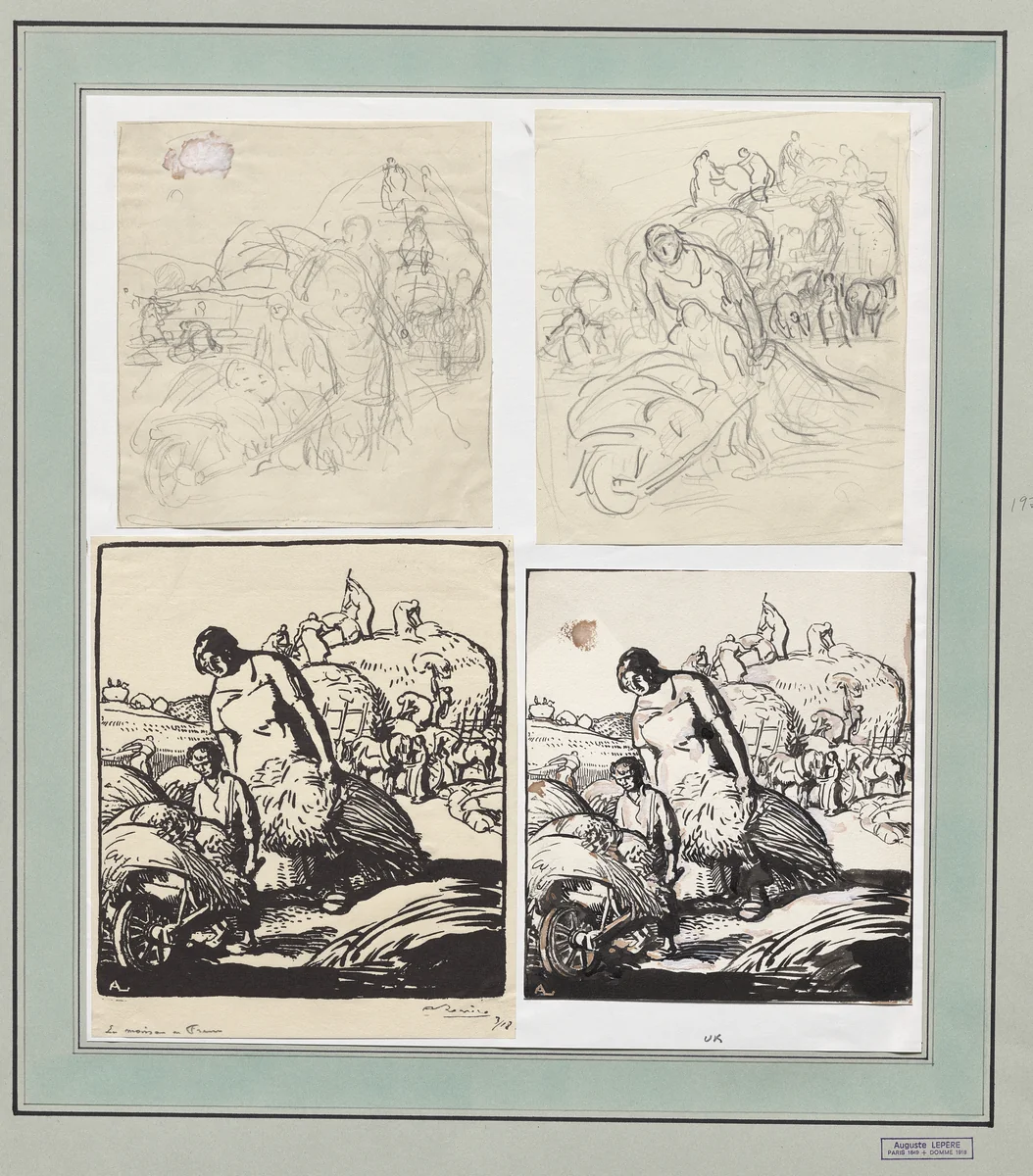 La Moisson en France by Auguste Louis Lepère, drawing, 1914