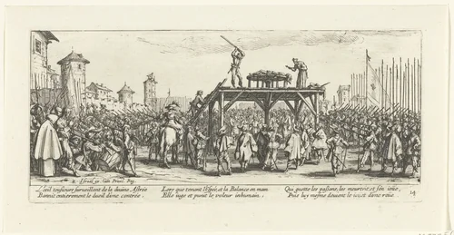 Strafmaatregelen: radbraken by Jacques Callot, print, 1633