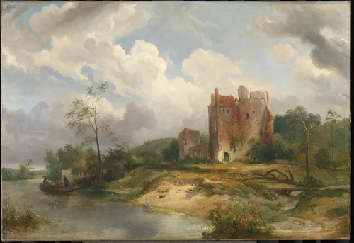 River Landscape with Ruin by Wijnand Nuijen, painting, 1835