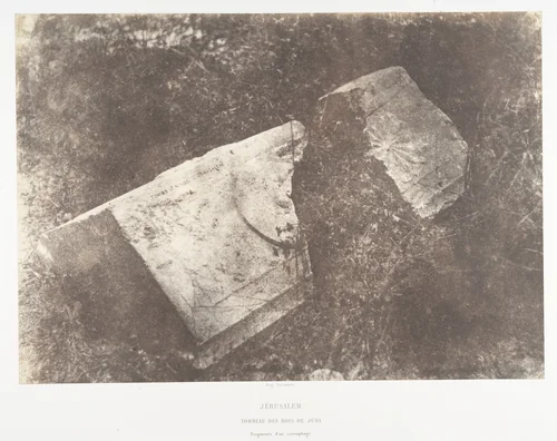 Jérusalem, Tombeau des rois de Juda, Fragments d'un sarcophage by Auguste Salzmann, photograph, 1854-1859
