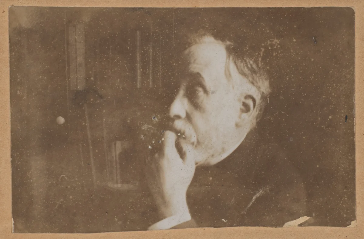 [Self-Portrait in Library (Hand to Chin)] by Edgar Degas, photograph, 1895