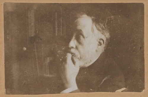 [Self-Portrait in Library (Hand to Chin)] by Edgar Degas, photograph, 1895