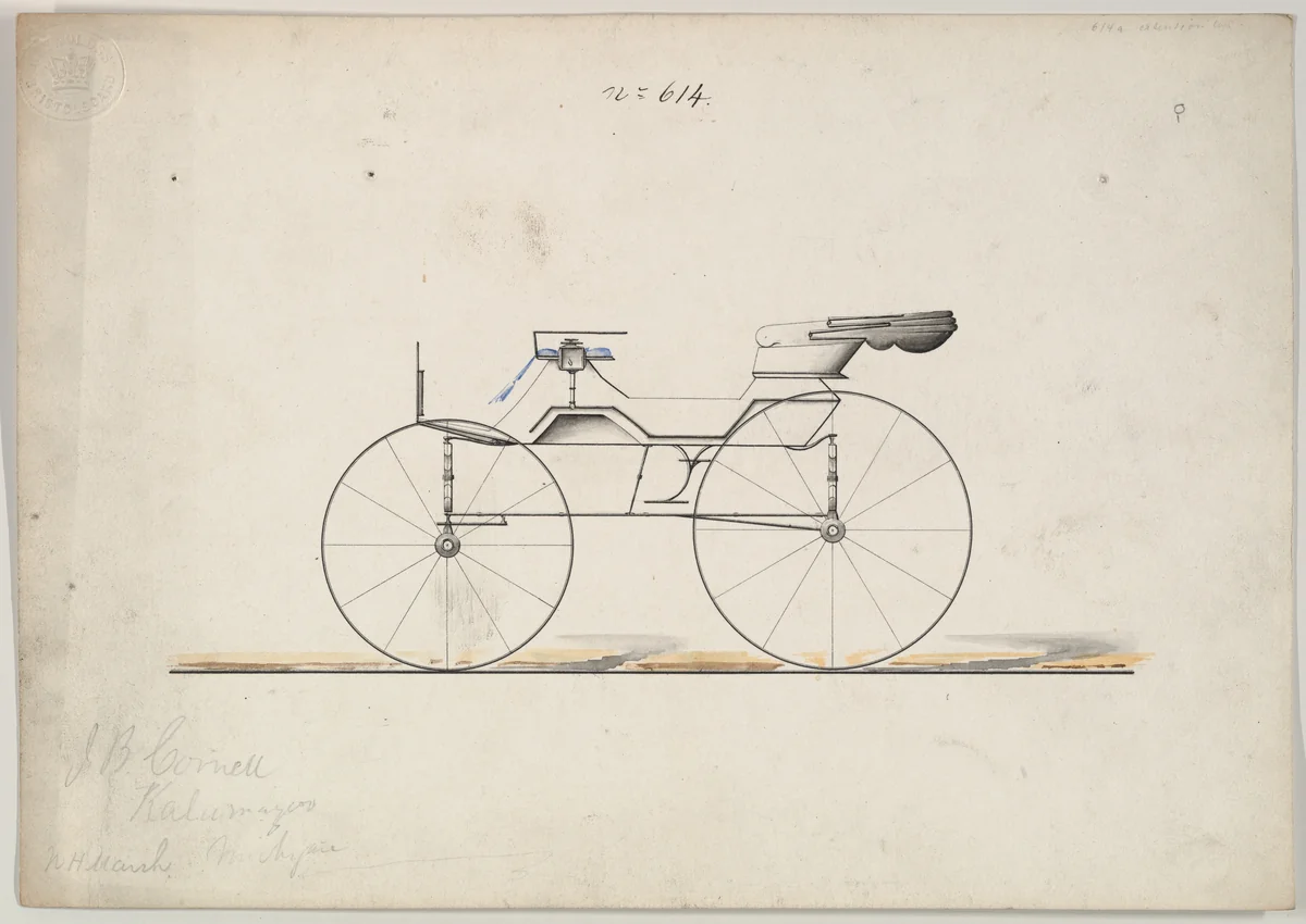 Design for Phaeton, no. 614 by Brewster & Co., drawing, 1850-1874