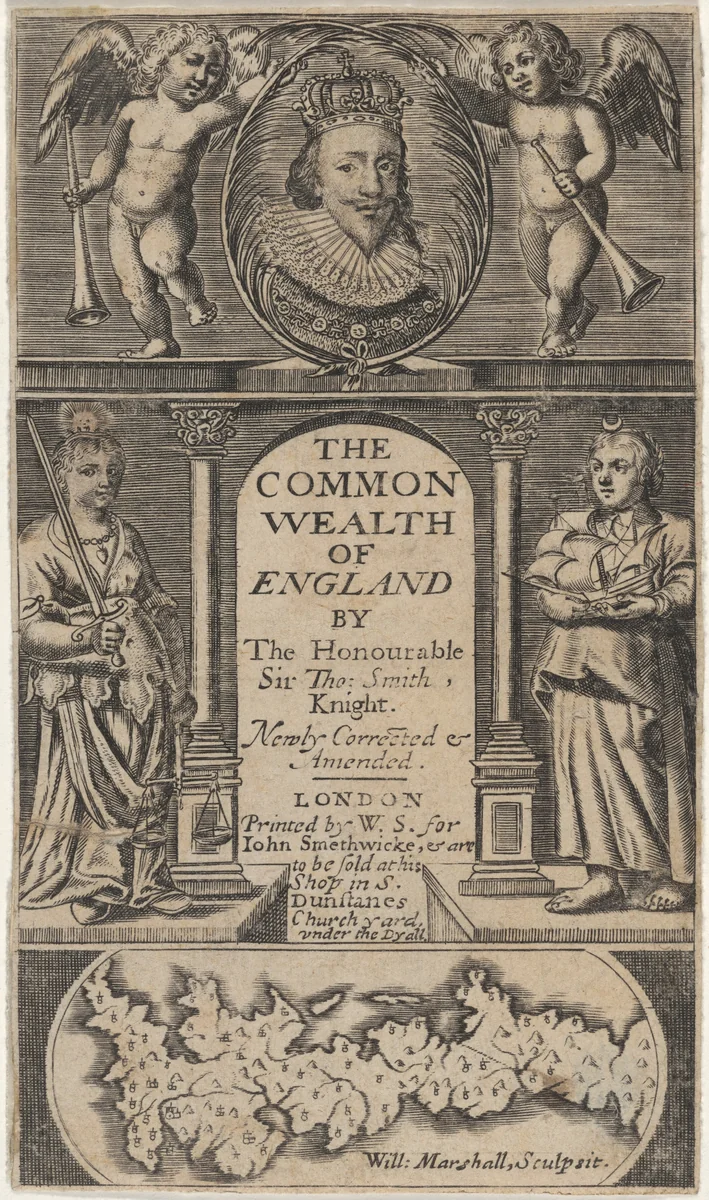 Title Page to Sir Thomas Smith, The Commonwealth of England by William Marshall, print, 1633