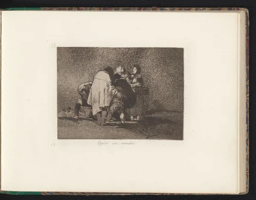 Groep rouwende personen rond een lichaam by Francisco de Goya, book, 1810-1820