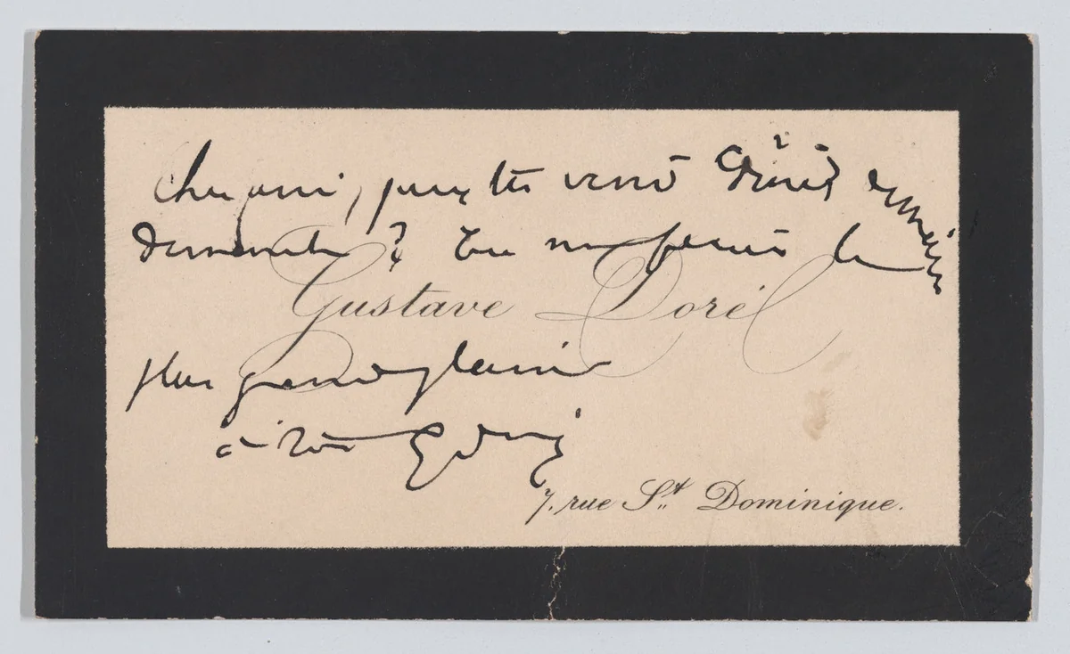 Gustave Doré, calling card by anonymous, print, 1844-1883