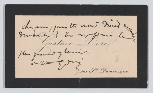 Gustave Doré, calling card by anonymous, print, 1844-1883