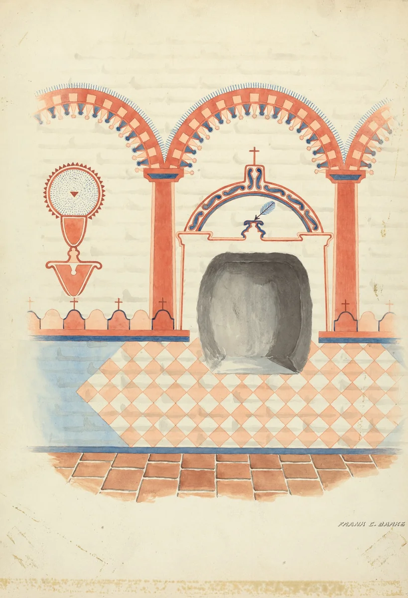 Wall Painting and Baptismal Niche by Frank C. Barks, index of american design, 1938
