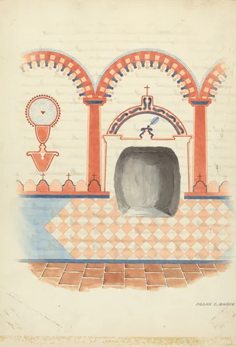 Wall Painting and Baptismal Niche by Frank C. Barks, index of american design, 1938