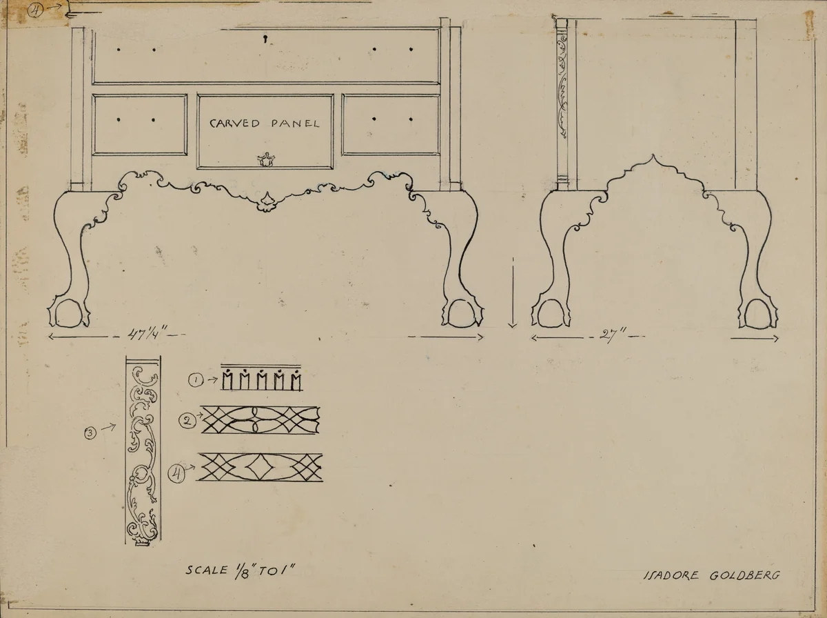 Highboy by Isadore Goldberg, index of american design, 1935-1942