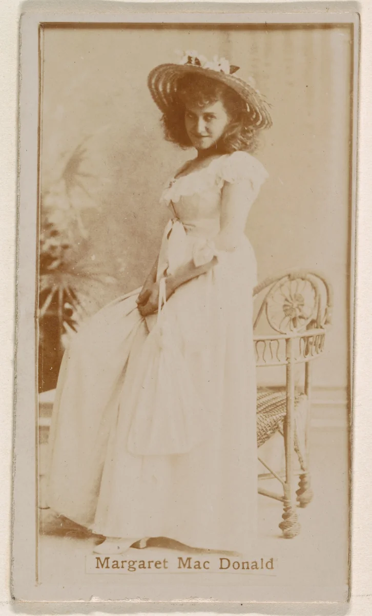 Margaret MacDonald, from the Actresses series (N245) issued by Kinney Brothers to promote Sweet Caporal Cigarettes by Kinney Brothers Tobacco Company, photograph, 1890