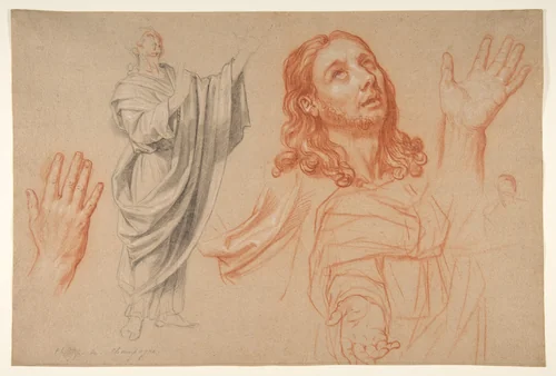 Studies for 'The Conversion of the Jailer before Saint Paul and Silas' by Nicolas de Plattemontagne, drawing, 1666