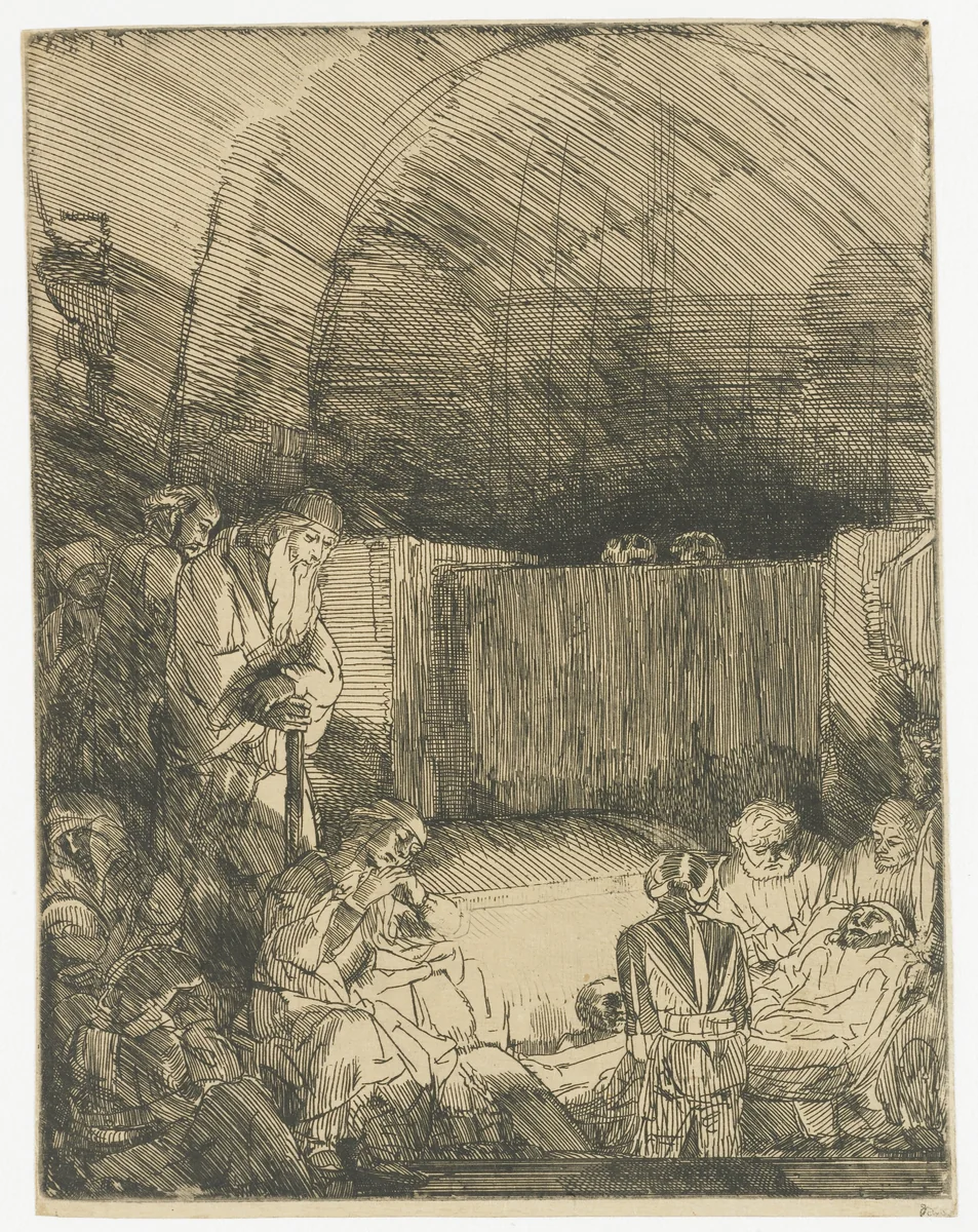 The Entombment by Rembrandt van Rijn, print, 1654