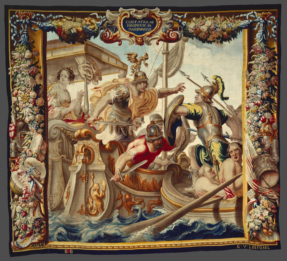 The Battle of Actium from The Story of Caesar and Cleopatra by Justus van Egmont, textile, 1670-1690