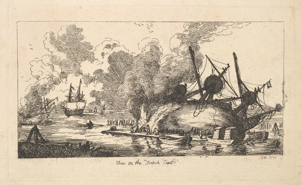 View on the French Coast by Thomas Rowlandson, print, 1787