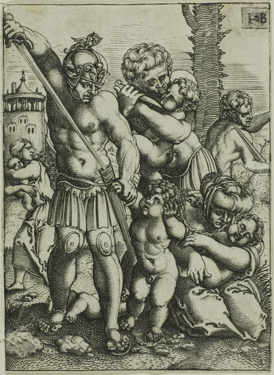 The Massacre of the Innocents by Jacob Binck, print, 1520-1569