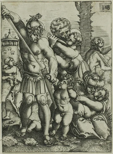 The Massacre of the Innocents by Jacob Binck, print, 1520-1569