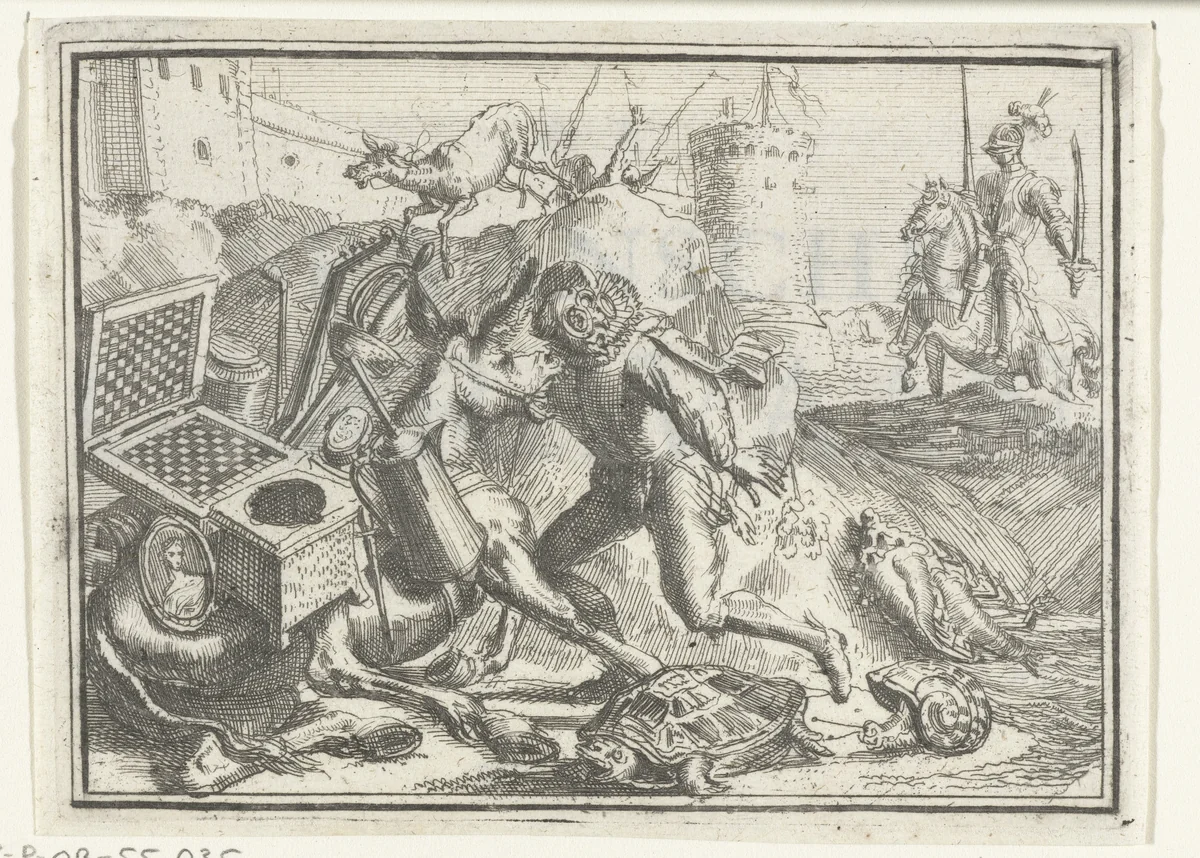 Titelblad voor het pamflet: De Spaansche Carravaan, 1702 by Romeyn de Hooghe, print, 1702