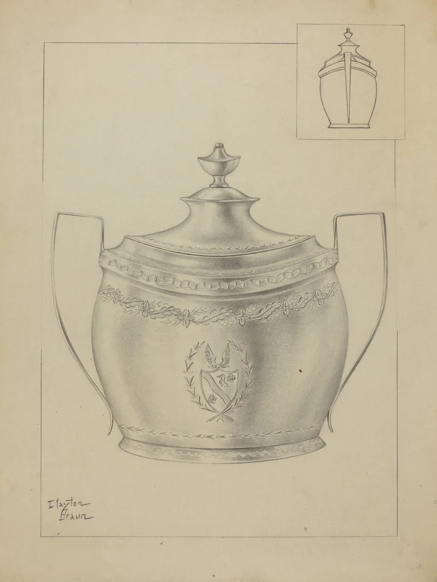 Silver Sugar Bowl by Clayton Braun, index of american design, 1936