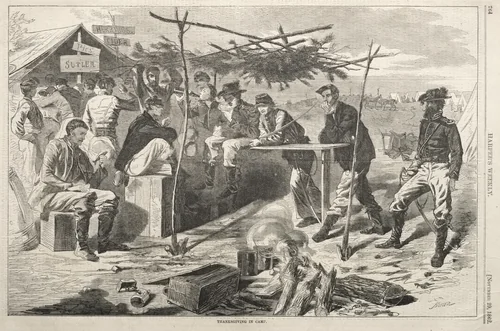 Thanksgiving in Camp by Winslow Homer, print, 1862