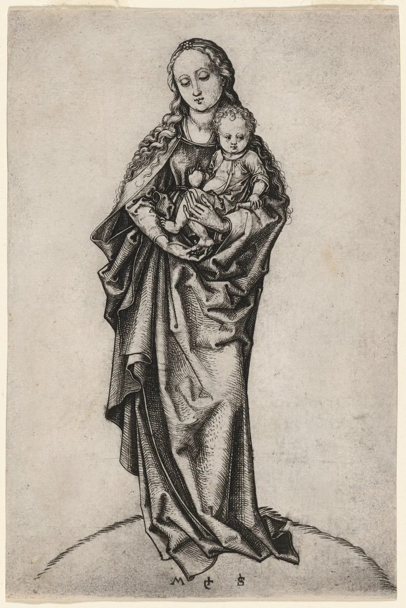 Virgin and Child with the Apple by Martin Schongauer, print, 1470-1475